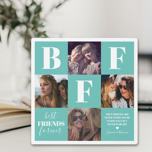 Plaque Photo BFF Turquoise Besties Photo Collage