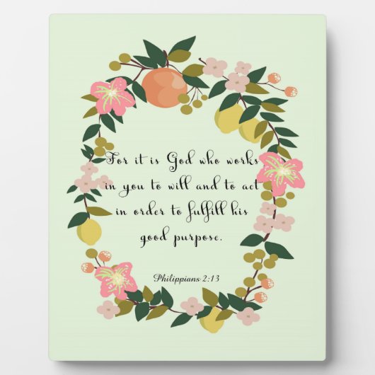 Plaque Photo Bible Verse Art - Philippiens 2:13 (Devant)