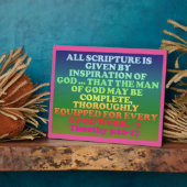 Plaque Photo Bible verse from 2 Timothy 3:16-17. (Côté)