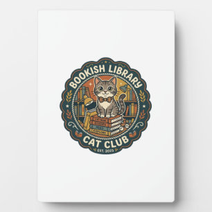 Plaque Photo Bibliothèque livresque Chat POD Vector Art - Bibli