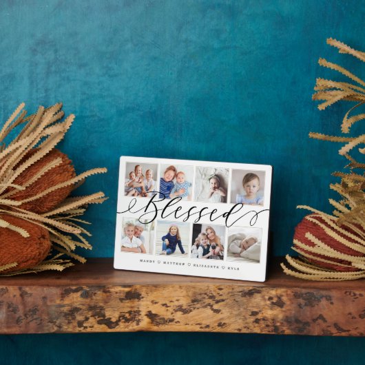 Plaque Photo Bienheureuse calligraphie moderne | Collage de pho (Côté)