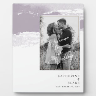 Plaque Photo Bienvenue à notre Mariage B/W Photo Lavender