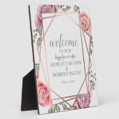 Plaque Photo Bienvenue à notre Mariage Signal Rose moderne (Côté)