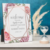 Plaque Photo Bienvenue à notre Mariage Signal Rose moderne (Côté)