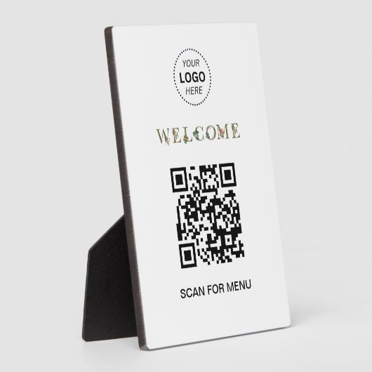 Plaque Photo Bienvenue Code QR personnalisé Logo Entreprise mod (Côté)
