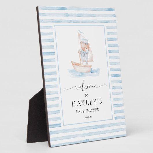 Plaque Photo Bienvenue de l'Ours Bleu marin (Côté)