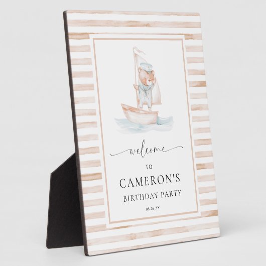 Plaque Photo Bienvenue de l'ours de mer Tan Stripe (Côté)