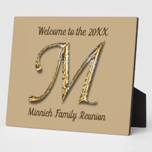 Plaque Photo Bienvenue Famille Réunion Gold M Monogramme