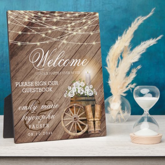 Plaque Photo Bienvenue - Feux Rustiques en Baril de Bois et Cha (Côté)