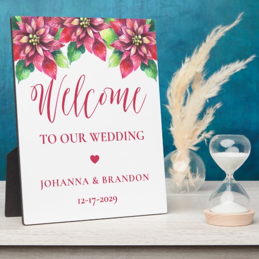 Plaque Photo Bienvenue pour un mariage de Noël rouge (Côté)