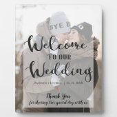 Plaque Photo Bienvenue sur Notre Photo de Mariage Faux Vélin de (Devant)