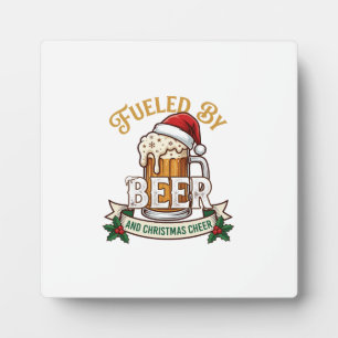 Plaque Photo Bière Alimentée par Noël Mug Chapeau de Père Noël