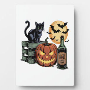 Plaque Photo Bière de chat de citrouille Halloween