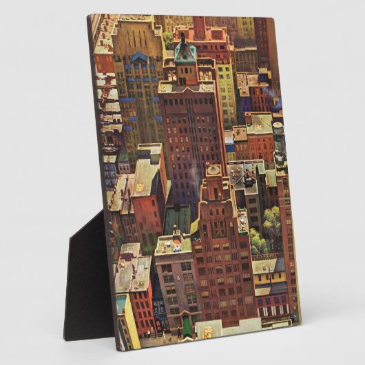 Plaque Photo Bird's-Eye View of New York by John Falter (Côté)