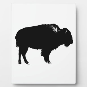 Plaque Photo Bison noir et blanc Silhouette Pop Art