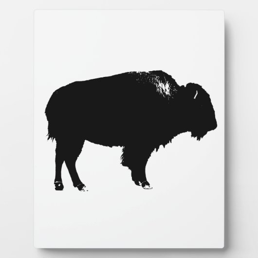 Plaque Photo Bison noir et blanc Silhouette Pop Art (Devant)
