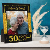 Plaque Photo Black And Gold Glitter 50th Anniversary (Côté)
