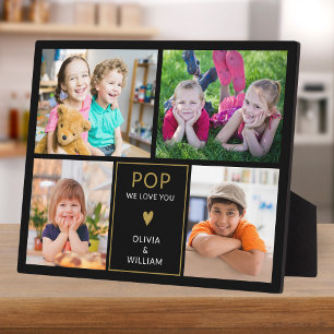Plaque Photo Black And Gold Pop We Love You 4 Photo Collage