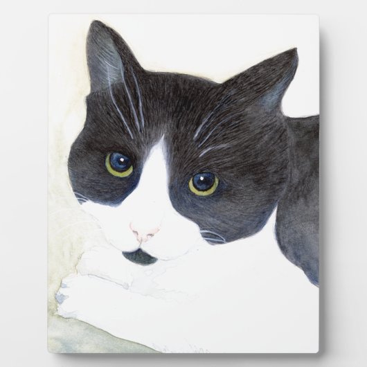 Plaque Photo Black and White Cat (Devant)