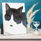 Plaque Photo Black and White Cat (Côté)