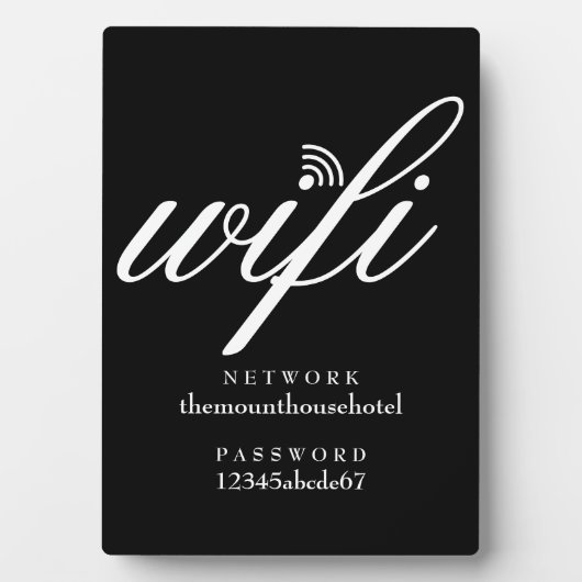 Plaque Photo Black And White Wifi Network and Password Sign (Devant)