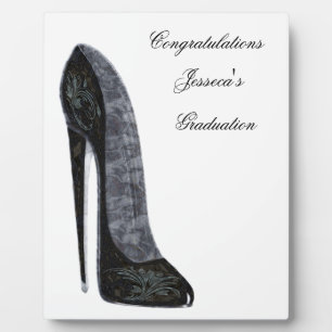 Plaque Photo Black Elegant Stiletto High Heel Shoe Art