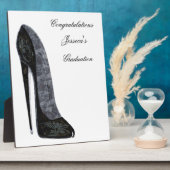 Plaque Photo Black Elegant Stiletto High Heel Shoe Art (Côté)