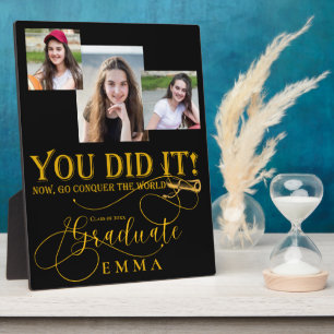 Plaque Photo Black Gold Graduation Multi Photo Keepsaké cadeau