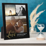 Plaque Photo Black & Gold Love Anniversaire Cadeau Bloc photo<br><div class="desc">Prenez vos moments spéciaux avec cette plaque photo personnalisée. Ce design personnalisé est doté d'une letterine en or "Still in Love" avec collage photo avec un arrière - plan noir. Ce sera un grand cadeau pour la célébration de l'anniversaire des mariages du couple. D'autres cadeaux photo sont disponibles dans ma...</div>