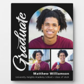 Plaque Photo Black Graduation 3 Photo Bold Arch Blanc Script (Devant)