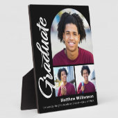 Plaque Photo Black Graduation 3 Photo Bold Arch Blanc Script (Côté)