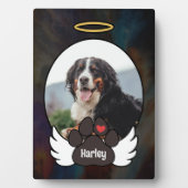 Plaque Photo Black Photo Angel Wings Paw Ajouter Nom Dog Memori (Devant)
