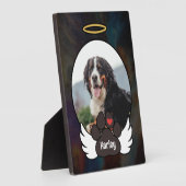 Plaque Photo Black Photo Angel Wings Paw Ajouter Nom Dog Memori (Côté)