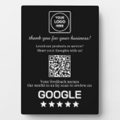 Plaque Photo Black QR Code | Google Business Review Display (Devant)
