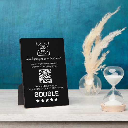 Plaque Photo Black QR Code | Google Business Review Display (Côté)