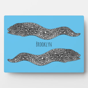 Plaque Photo Black spotted moray eel cartoon