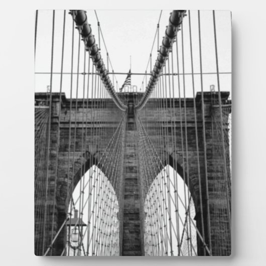Plaque Photo Black White Brooklyn Bridge New York (Devant)