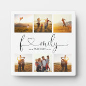 Plaque Photo Black & White Heart Script 6 Photo Family Collage (Devant)