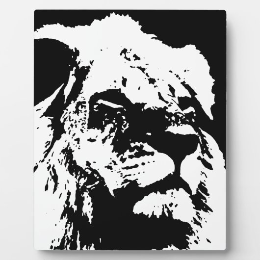 Plaque Photo Black & white lion pop art (Devant)