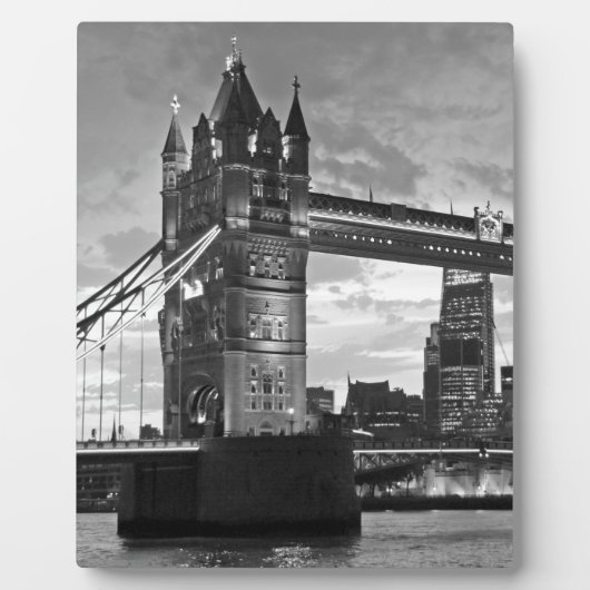 Plaque Photo Black White London Tower Bridge UK Travel (Devant)