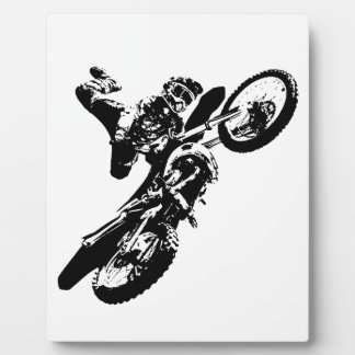 Plaque Photo Black White Pop Art Motocross Motorcyle Sport