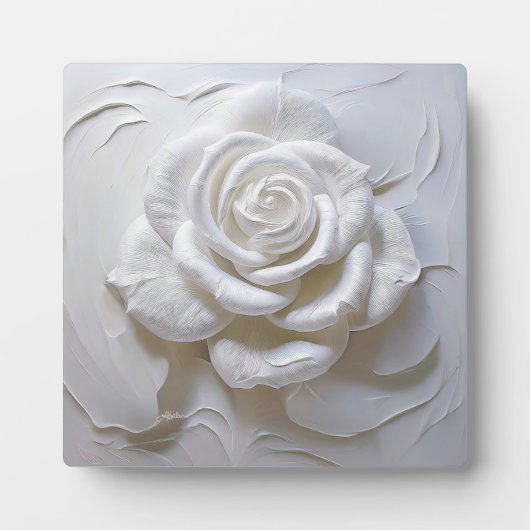 Plaque Photo Blanc sur blanc - Rose sculpté (Devant)