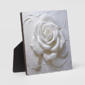Plaque Photo Blanc sur blanc - Rose sculpté (Recto)