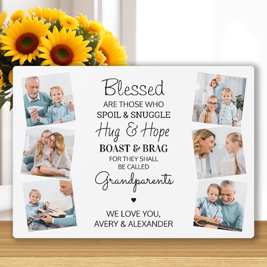 Plaque Photo Blessé Grand-Parents Citer Photo Collage