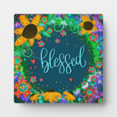 Plaque Photo Blessé Marguerites Inspirationnel Vert Eau (Devant)