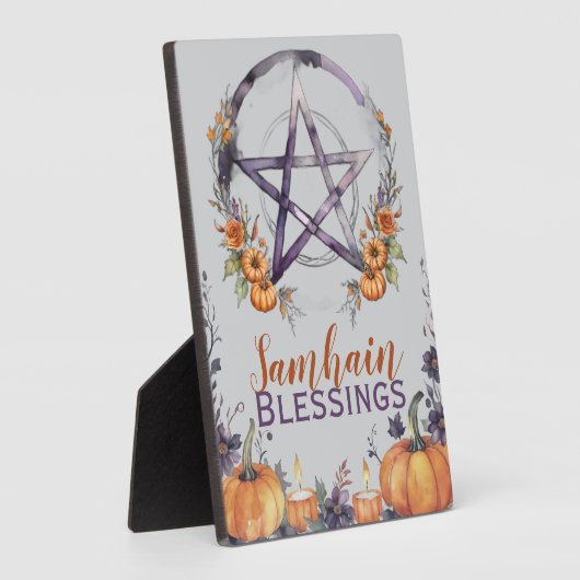Plaque Photo Blessed Samhain Pentacle & Fall Pumpkins Altar (Côté)