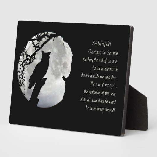 Plaque Photo Blessures de Samhain avec Owl Pagan (Côté)