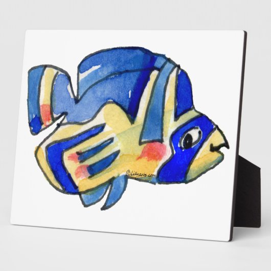 Plaque Photo Bleu Cartoon Papillon Poisson (Côté)