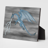 Plaque Photo Bleu Dragon cracher la foudre (Côté)