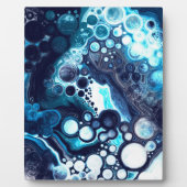 Plaque Photo Bleu et Marbre blanc Fluid Art (Devant)